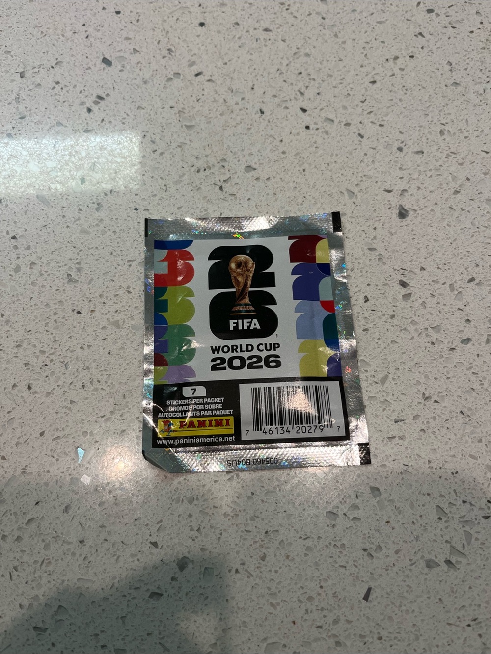 Panini World Cup 2026 Silver Holographic Sticker Packet with Multicolor Accents